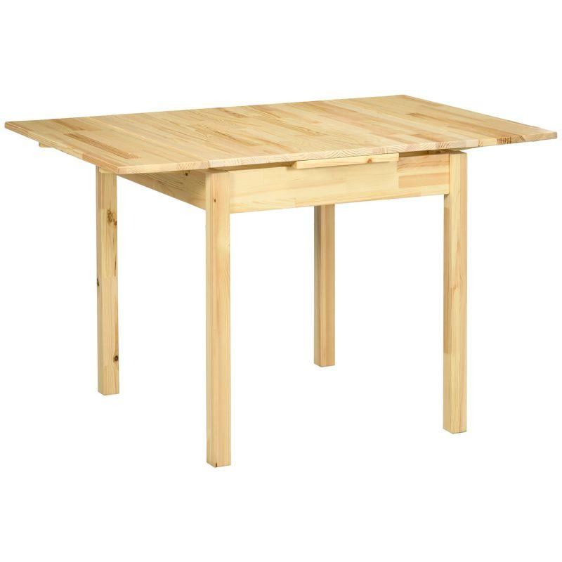 Natural Pinewood Drop Leaf Extendable Dining Table