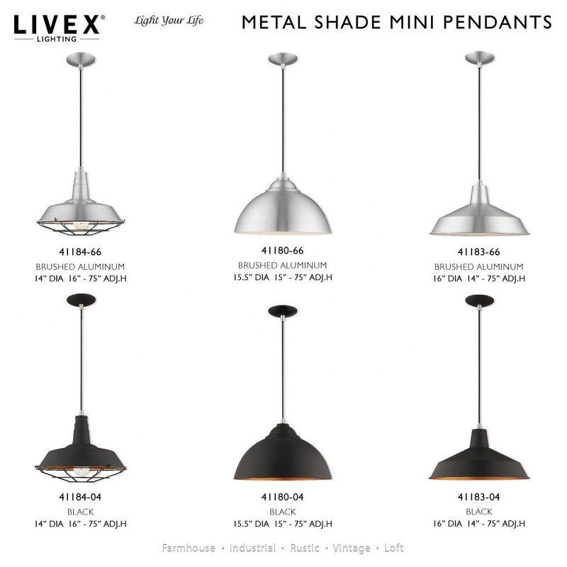 Livex Lighting Metal Shade 1 - Light Chandelier in  Brushed Aluminum