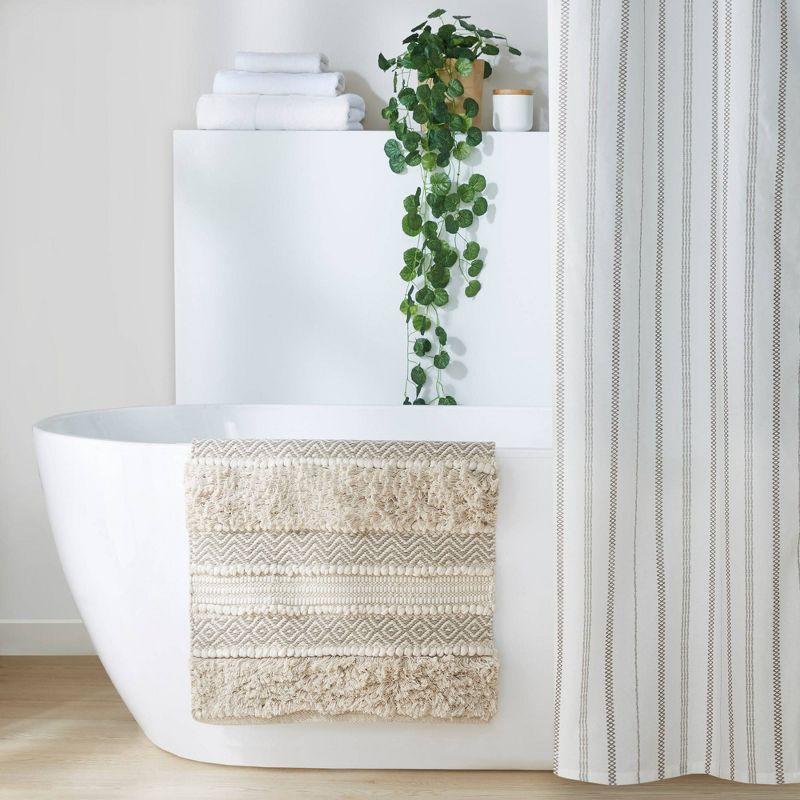 Asher Woven Textured Striped Bath Rug - Ink+Ivy