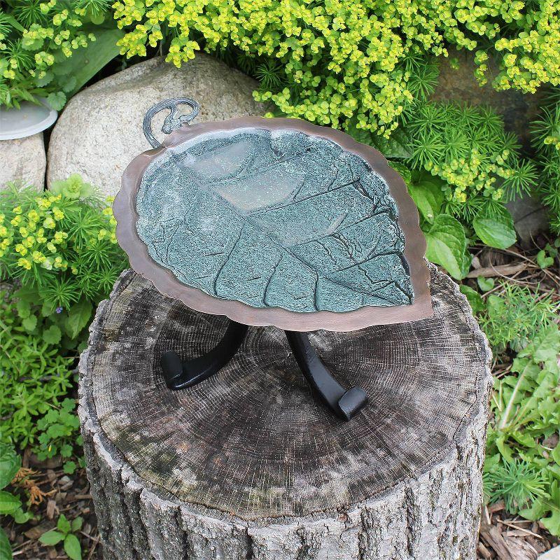 7.5" Aspen Leaf Birdbath with Tripod Stand Brass Plated - Achla Designs: Weather-Resistant, Deck/Tabletop Use, No Assembly Required