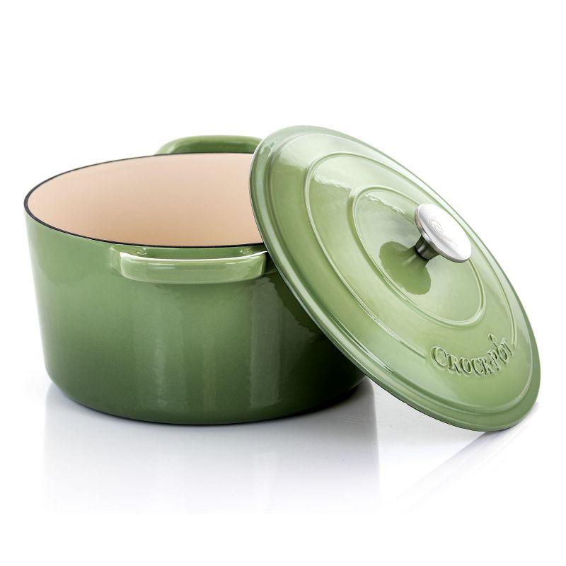 Crock-Pot Artisan 2 Piece 7 Quarts Enameled Cast Iron Dutch Oven in Pistachio Green