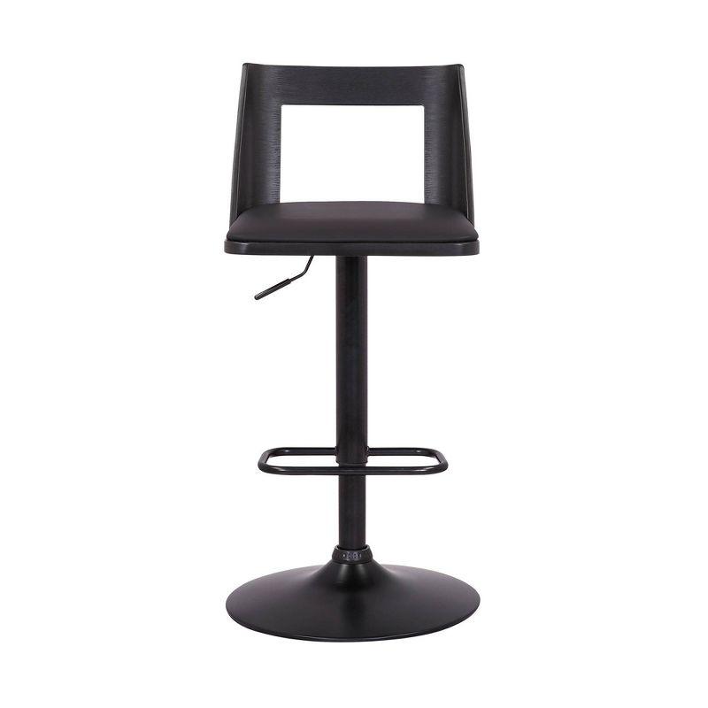 Armen Living Milan Adjustable Swivel Faux Leather Metal Barstool Black : Square Seat, Footrest, 250lb Capacity