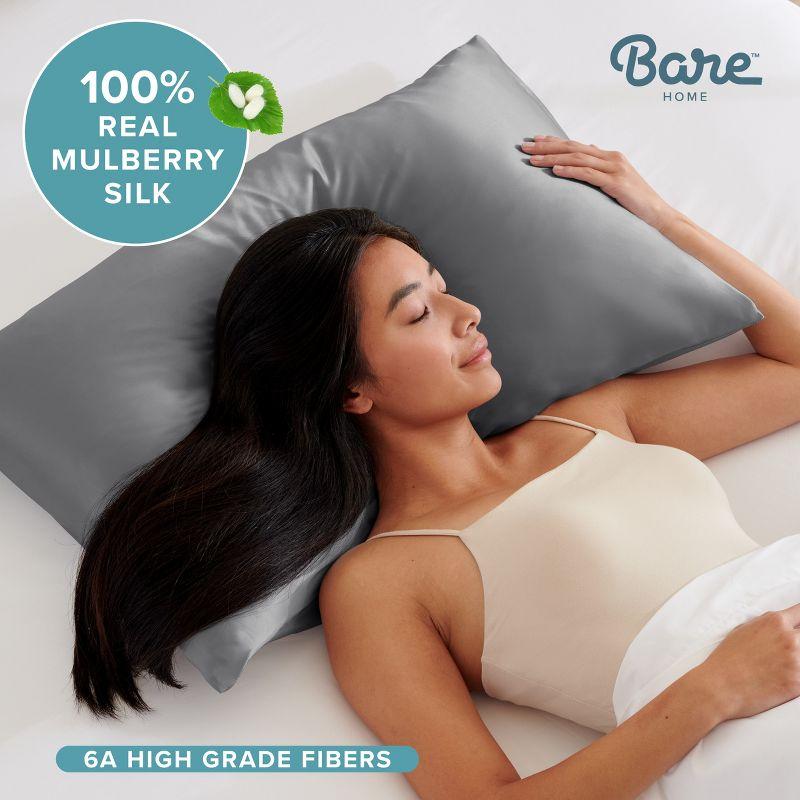 Bare Home 100% Mulberry Silk Pillowcase Envelope Closure