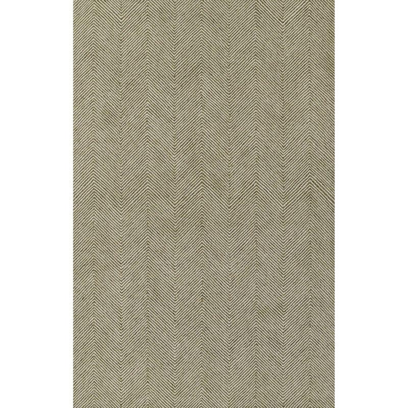 Green Herringbone Hand-Tufted Wool 8' x 10' Area Rug