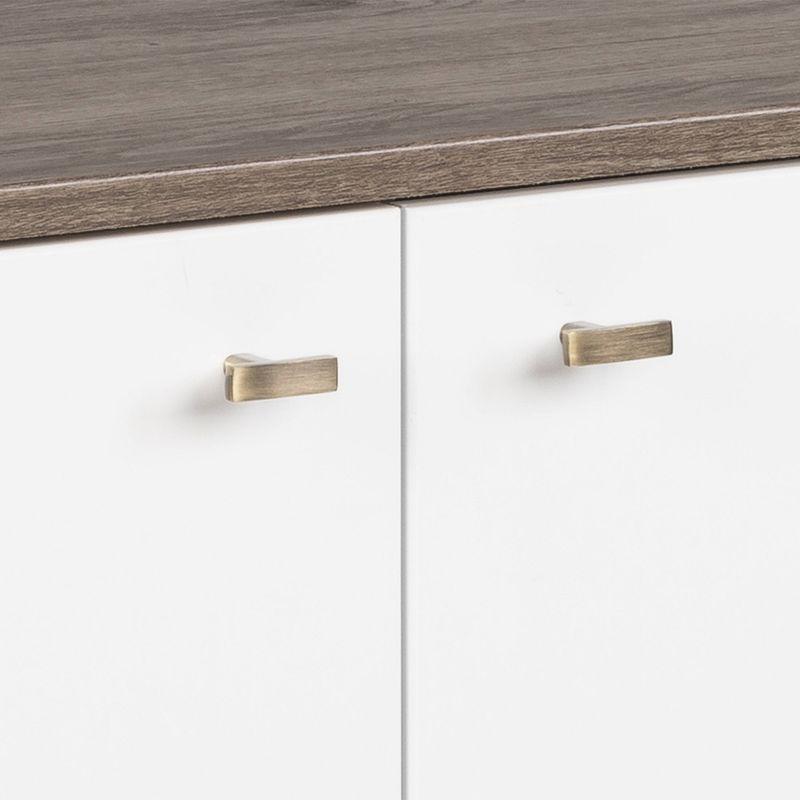 Milo Mid-Century Modern 4 Door Buffet Server Gray/White - Prepac: Laminated Composite Wood, Adjustable Shelves