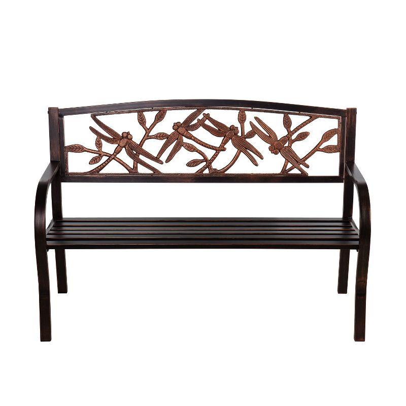 Bronze Dragonfly Design Cast-Iron Garden Bench