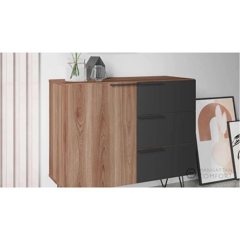 35.43" Beekman Dresser Brown/Pink - Manhattan Comfort: Splayed Metal Legs, Mid-Century Storage