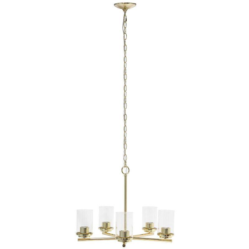 Lalia Home 5-Light 20.5" Classic Contemporary Clear Glass/Metal Hanging Pendant Gold : UL Listed, Adjustable Height