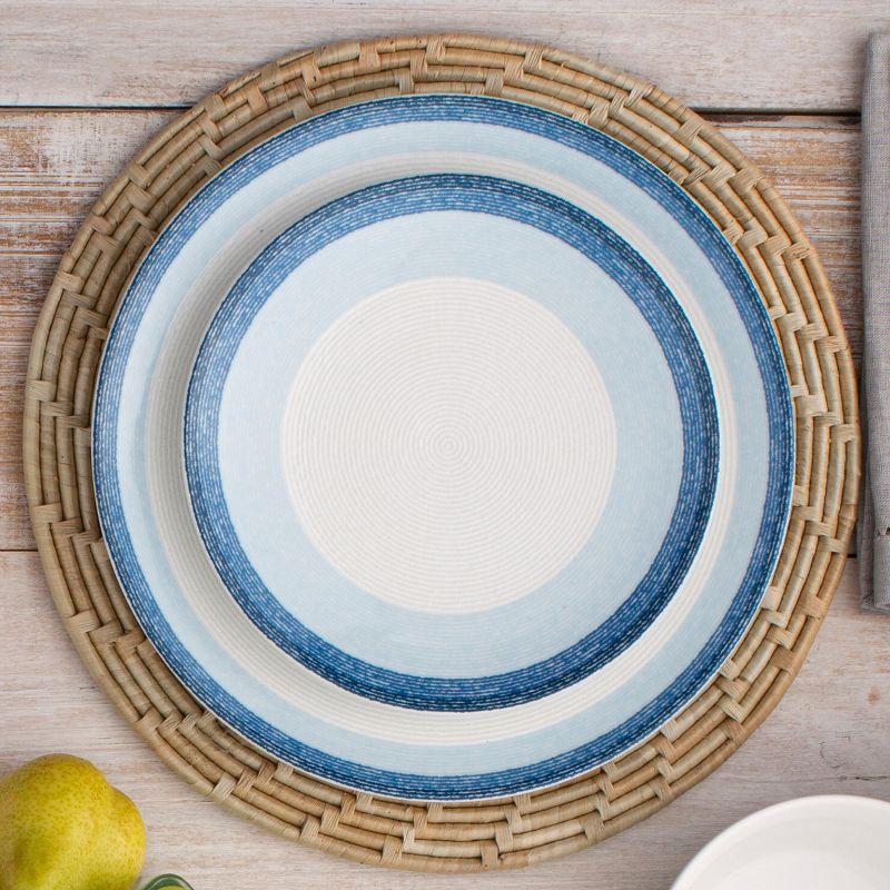 Sky Blue Porcelain Microwave-Safe Dinner Plates, Set of 4