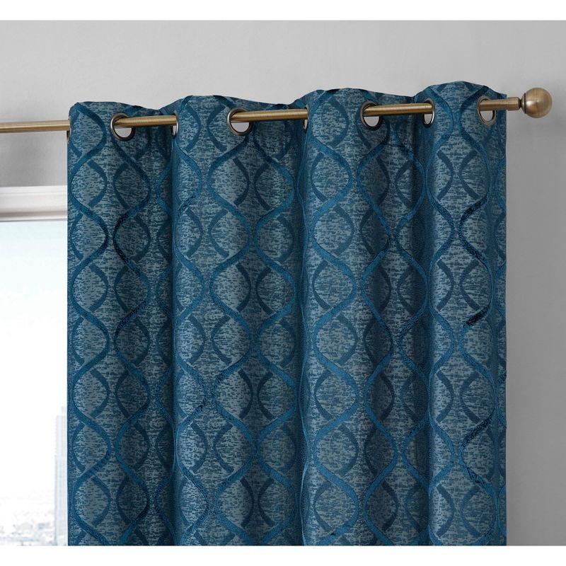 HLC.ME Versailles Lattice Flocked 100% Complete Blackout Thermal Insulated Window Curtain Grommet Panels, Set of 2 - Taupe, 50 W x 63 L