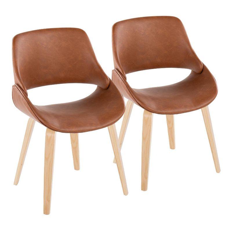 Set of 2 Fabrico Dining Chairs Natural/Camel - LumiSource: Upholstered, Bent Wood Legs, Contemporary Design