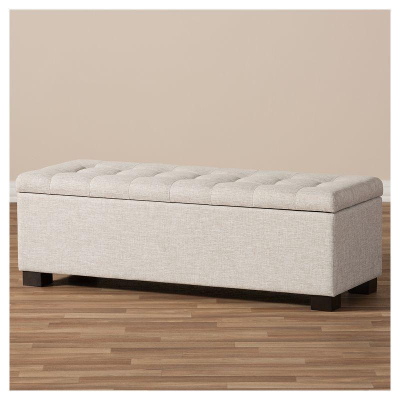 Roanoke Modern And Contemporary Fabric Upholstered Grid - Tufting Storage Ottoman Bench - Baxton Studio