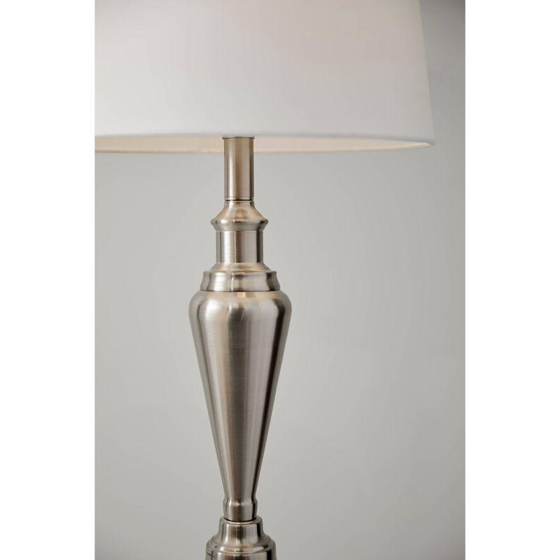 (Set of 3) Glendale Lamp Set Brushed Steel - Adesso: Antique Brass Finish, Polyester Shades, UL Listed