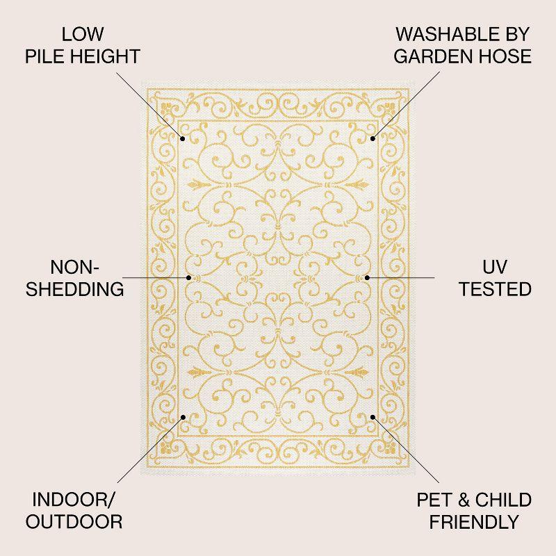 5' x 8' Charleston Vintage Filigree Textured Weave Indoor/Outdoor Area Rug, Cream/Yellow - JONATHAN Y