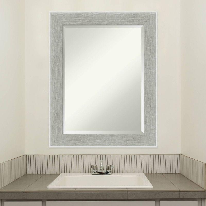 23" x 29" Glam Framed Bathroom Vanity Wall Mirror Linen Gray - Amanti Art: Modern, Beveled, Wall-Mounted