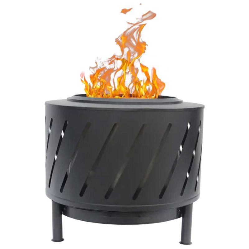 24-Inch Black Steel Wood-Burning Outdoor Fire Pit