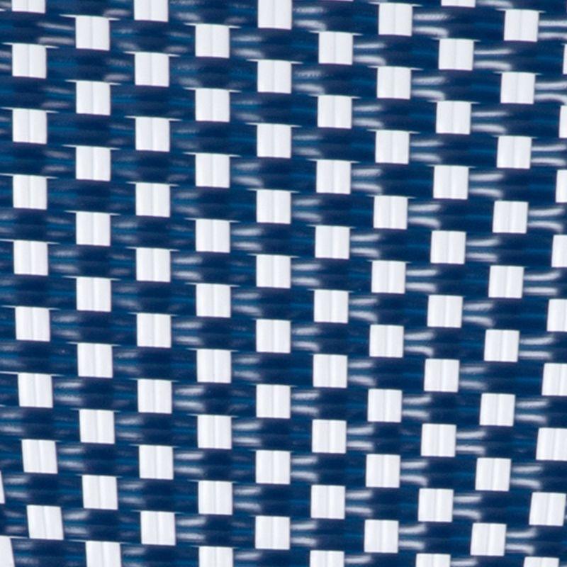 Emma & Oliver Soie Set of Two Stacking Bistro Chairs with Navy and White PE Seat and Back and Bamboo Finished Aluminum Frame for Indoor/Outdoor Use