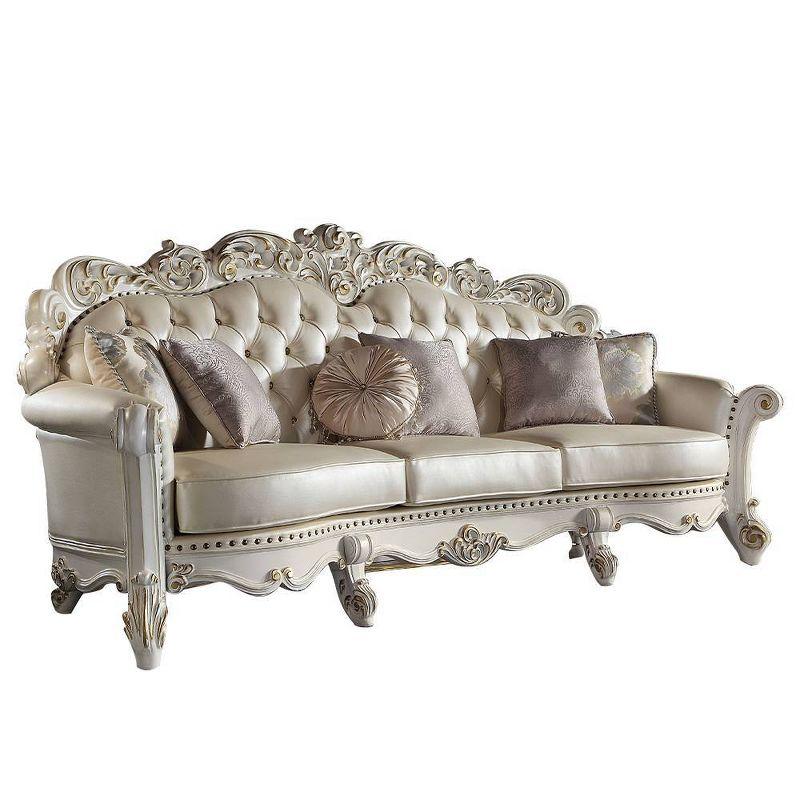 113" Vendome Sofa Champagne Synthetic Leather and Antique Pearl Finish - Acme Furniture