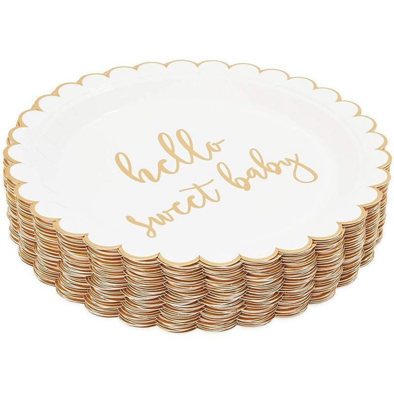 Sparkle and Bash 48-Pack Hello Sweet Baby Disposable Paper Plates 9" Baby Shower Party Supplies