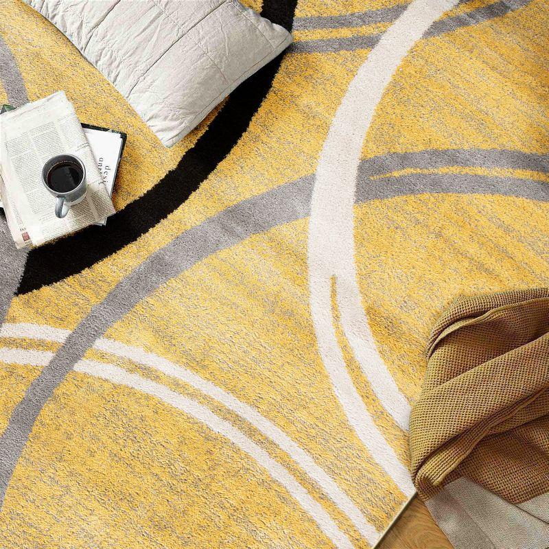 World Rug Gallery Contemporary Abstract Circles Design 3'3" x 5'  Yellow Area Rug