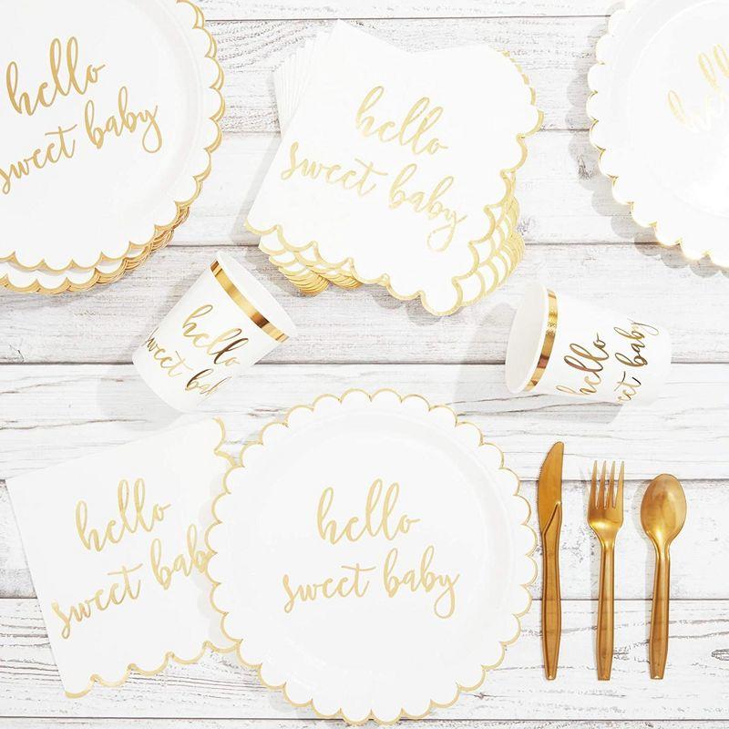 Sparkle and Bash 48-Pack Hello Sweet Baby Disposable Paper Plates 9" Baby Shower Party Supplies
