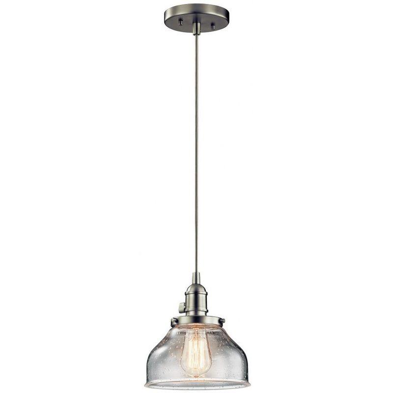 Avery 8.5" 1 Light Bell Mini Pendant with Clear Seeded Glass Chrome