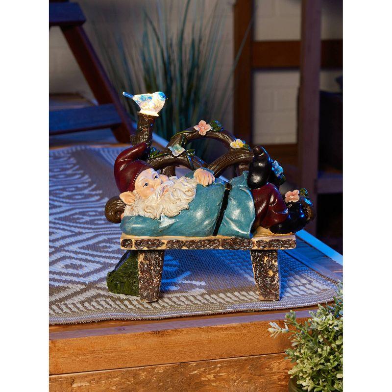 9.75" Polyresin Afternoon Nap Solar Gnome - Zingz & Thingz: Outdoor Garden Statue, Whimsical Decor