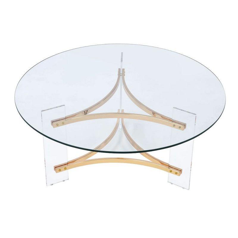 41" Sosi Coffee Table Gold Finish - Acme Furniture: Chic Acrylic Base, Clear Glass Top, No Assembly Required