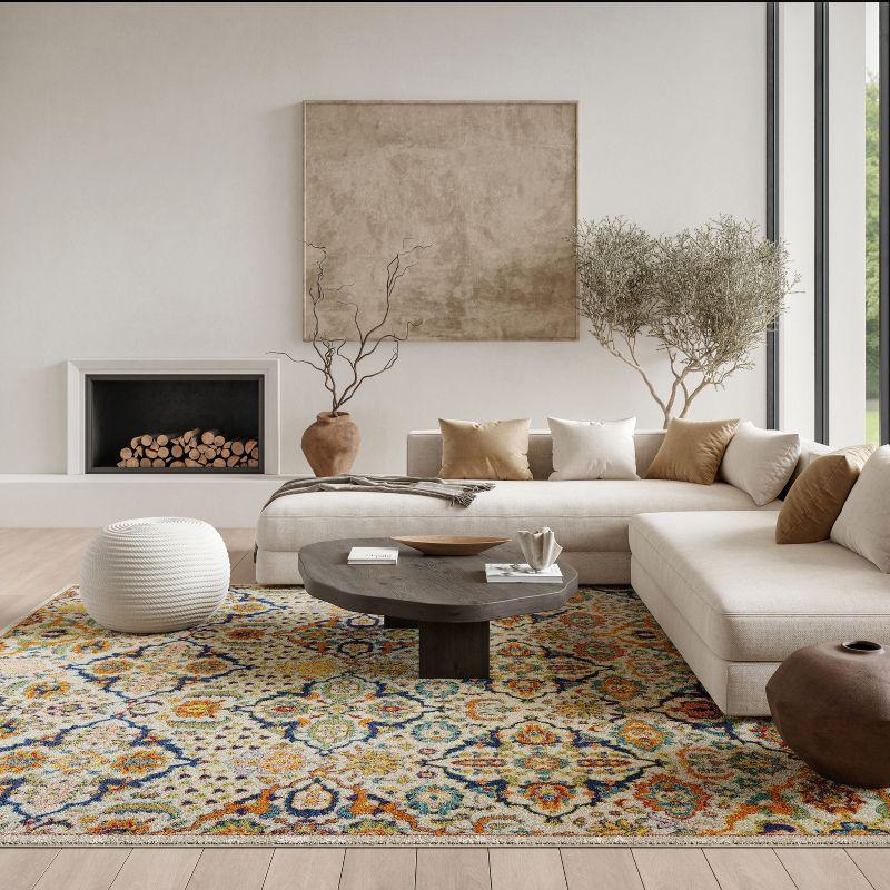 Nourison Allur Boho Indoor Area Rug Ivory Multicolor 6' x 9'