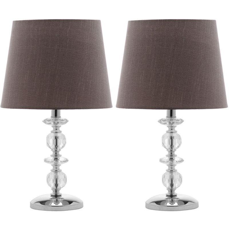 Derry 15-Inch Clear Crystal Table Lamp Set with Brown Shades