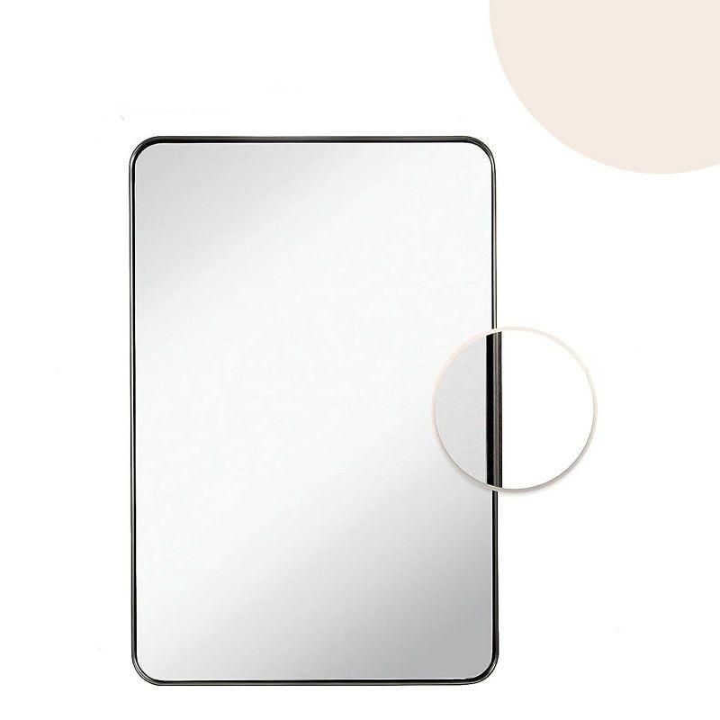 Hamilton Hills 24" x 36" Contemporary Metal Silver Framed Polished Rectangular Wall Mirror