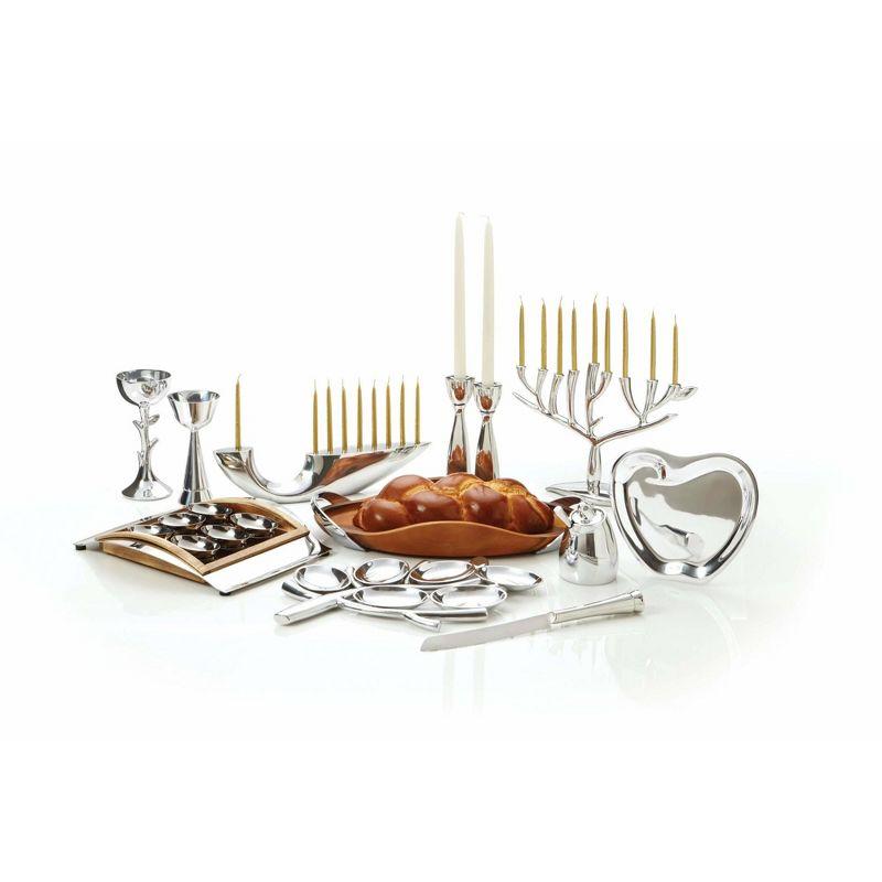 Nambé Illume Menorah 14-Inch, Modern Hannukkah Candle Holder, Designer Alloy Judaica Centerpiece for Holiday & Wedding Gift, Sculptural Metal Display