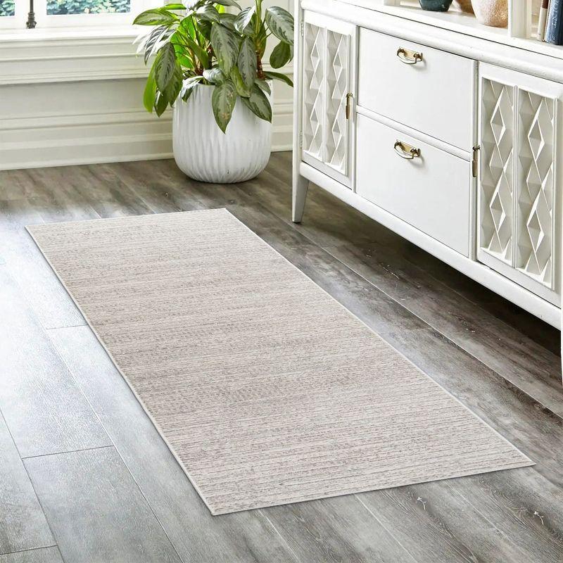 Missha Dario Modern Striped Gray Polyester High-Low Indoor Area Rug