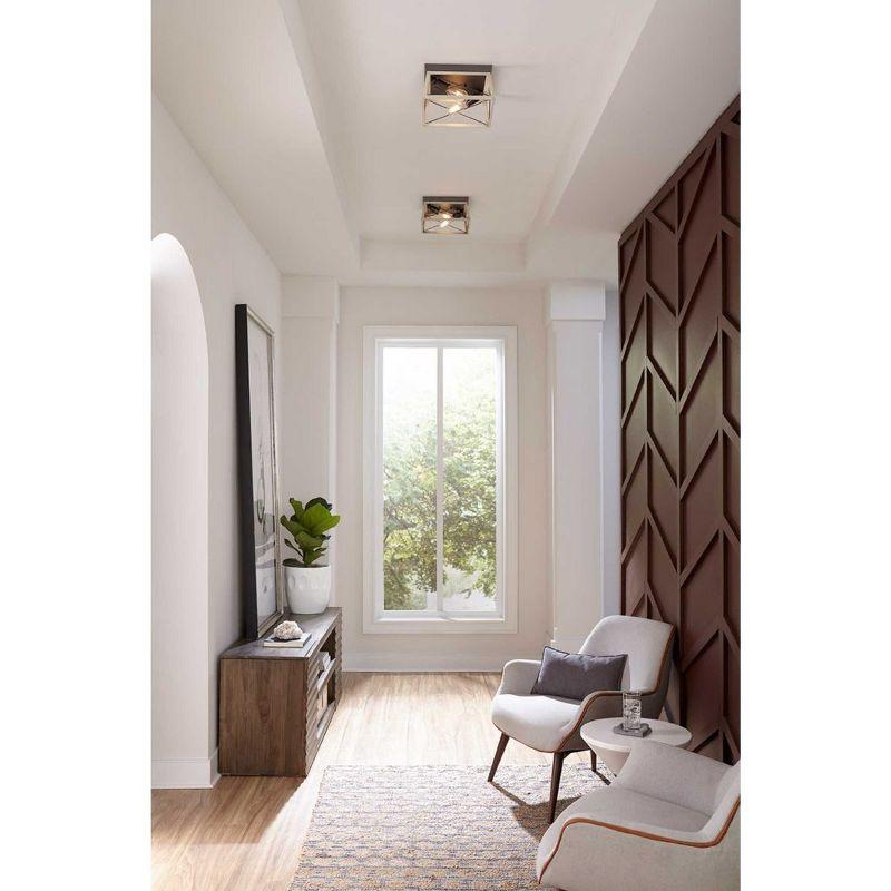 Progress Lighting Briarwood 2-Light Flush Mount, Graphite Finish, Faux-Painted Wood Enclosure, Canopy Included