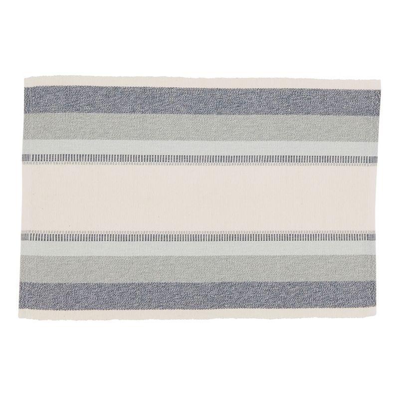 Blue and White Cotton Striped Rectangle Placemats Set