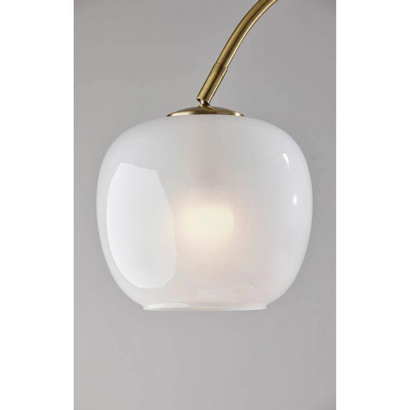 Adesso Magnolia Arc Lamp Brass: Modern Antique Finish, Glass Shade, ETL Listed, 72" Height