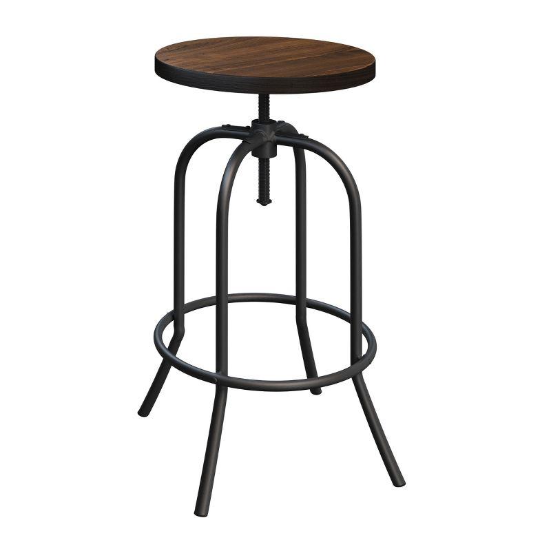 Hastings Home Adjustable Backless Swivel Bar Stool with Rounded Iron Tube Frame, Dark Walnut