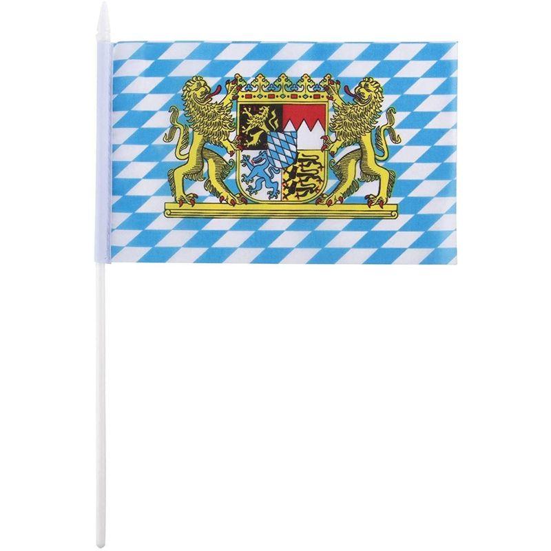 Juvale 72 Piece Bavarian Stick Flag, Handheld Flags, German Party Decor (8x5 in)