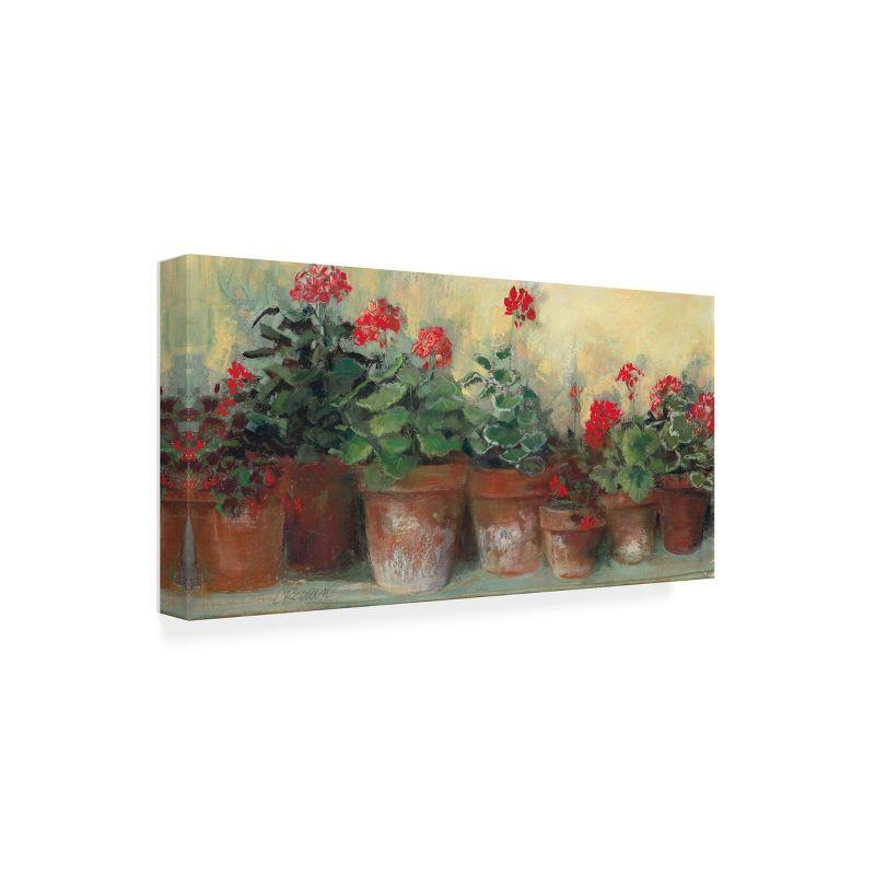 Kathleen's Geraniums Red Floral Canvas Print with Frame