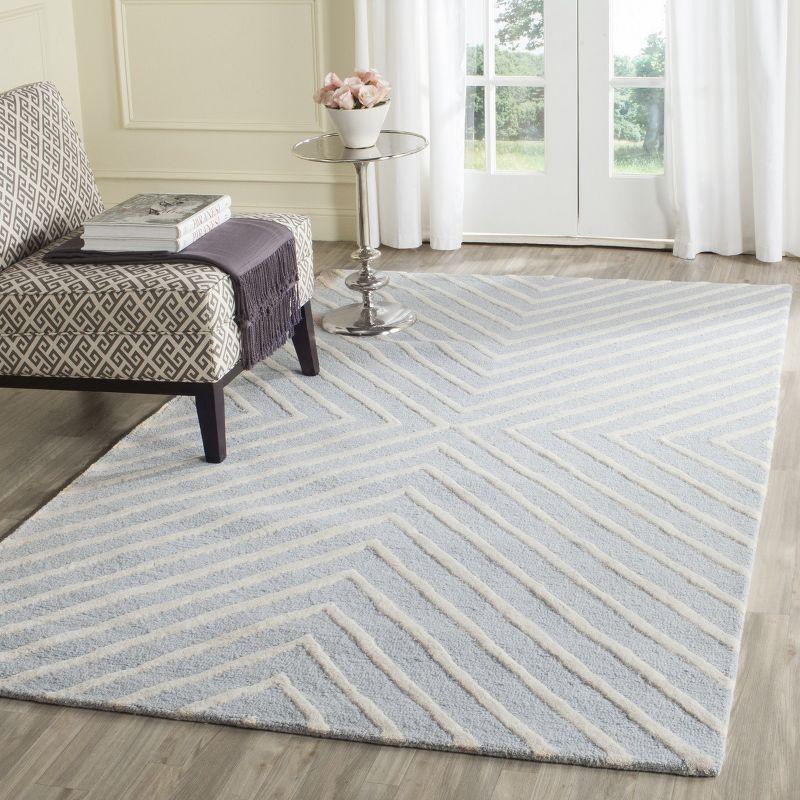 Elegant Light Blue and Ivory Hand-Tufted Wool Area Rug, 8' x 10'