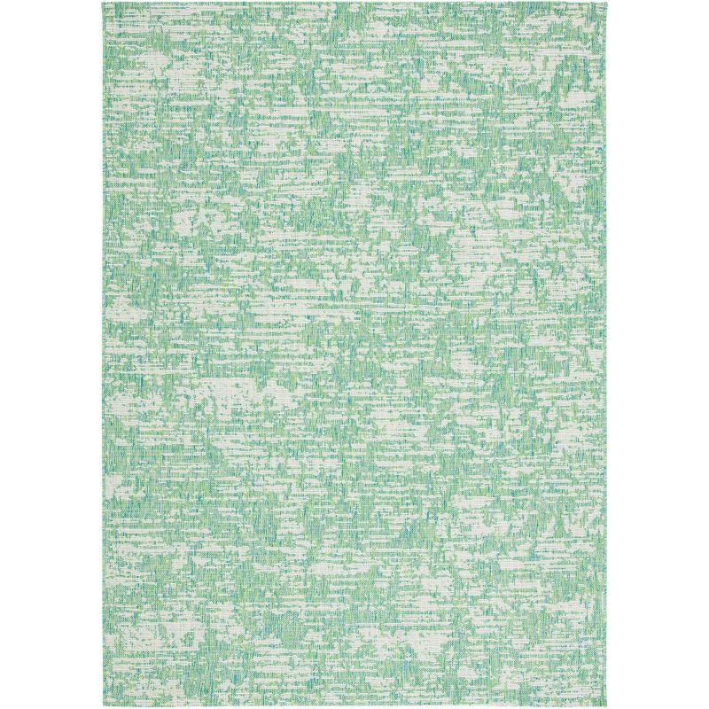 Courtyard Blue Ivory 8' x 10' Easy-Care Synthetic Area Rug