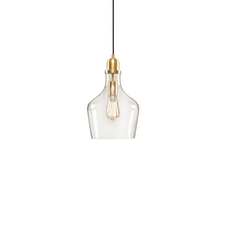 Gold and Glass Globe Pendant Light, 8" x 88"