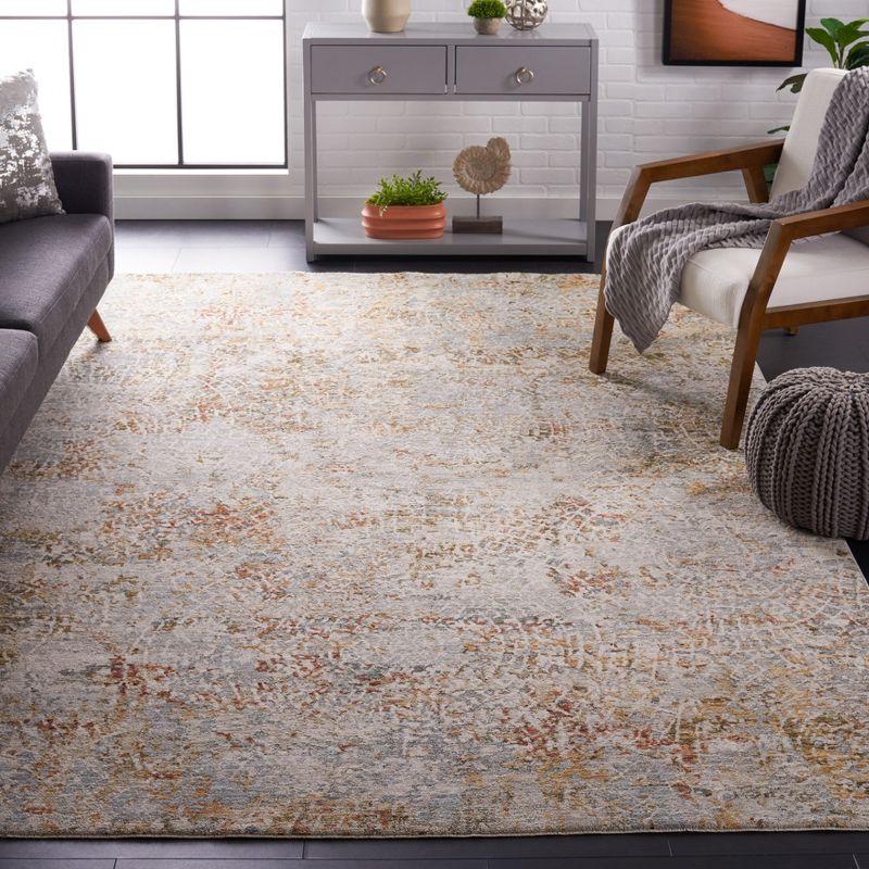 Elysian Blue & Gold Hand-Knotted 5'3" x 7'6" Synthetic Area Rug