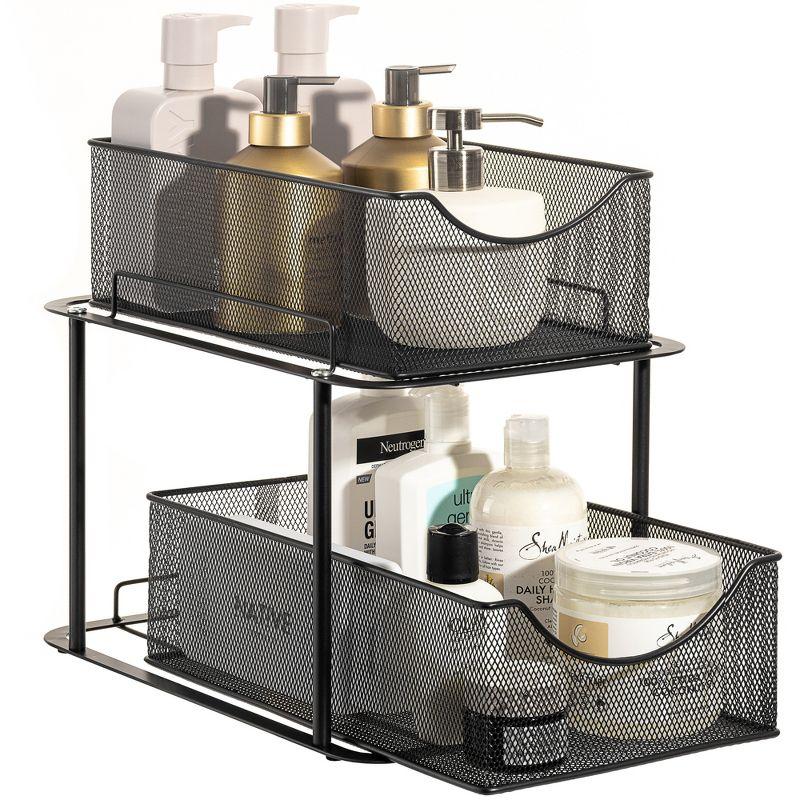 Sorbus 2 Tier Under the Sink Organizer Baskets with Mesh Sliding Drawers