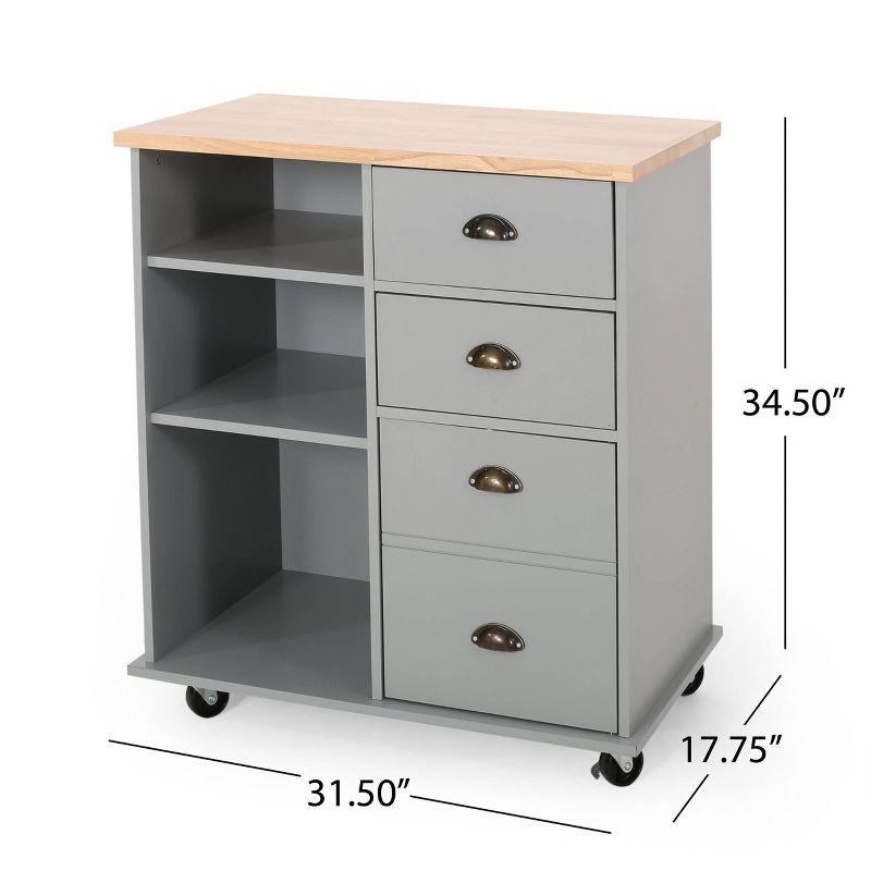 Provence Contemporary Kitchen Cart: Mobile Island, Storage, Rubberwood Surface - Christopher Knight Home