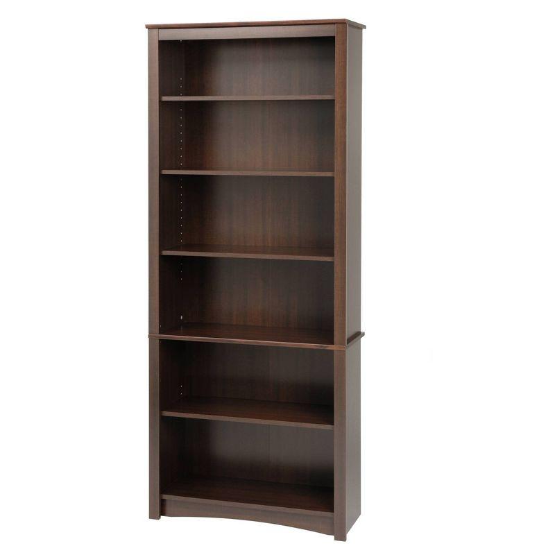 Espresso Laminated Composite Wood 6-Shelf Adjustable Bookcase