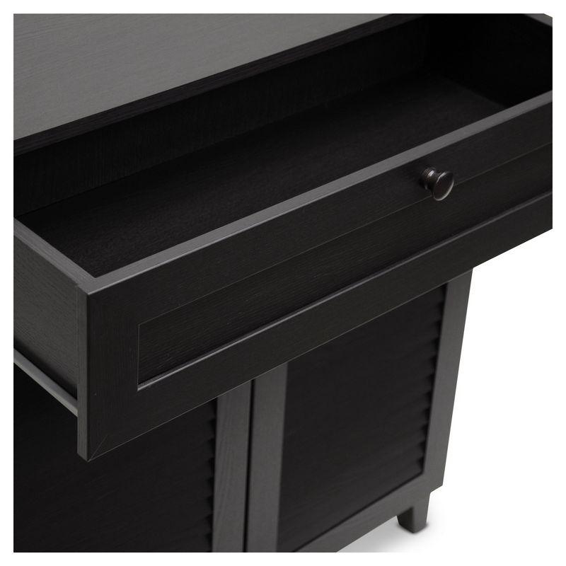 Calvin Shoe - Storage Cabinet - Espresso - Baxton Studio: Modern Organizer with 4 Shelves & Drawer