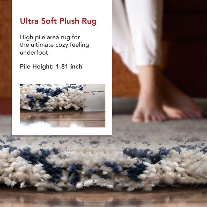Nuloom Cuellar Striped 9x12 Shag Indoor Area Rug for Living Room Bedroom Dining Room Nursery, Navy/Ivory