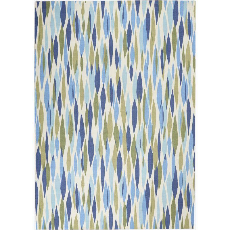 Seaglass Blue & White Large Synthetic Easy-Care Area Rug