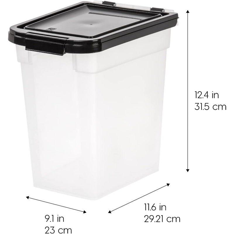 IRIS USA 10 Lbs / 12.75 Qt WeatherPro Airtight Pet Food Storage Container, Clear/Black